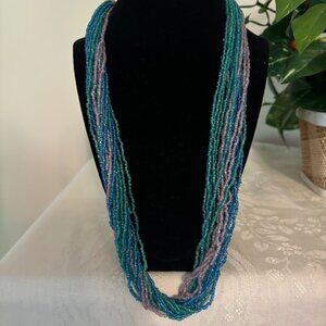Beautiful Green, Purple and Blue Color Necklace - 28"